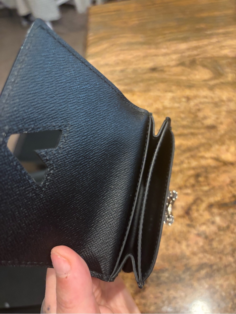 Louis Vuitton Black Epi Leather Card Holder with Silver LV Emblem - Picture 5 of 5